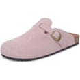 thumbnail image 1 of Cork Clogs for Women Mens Suede Leather Clogs Soft Footbed Potato Shoes with Arch Support Pink, 1 of 3
