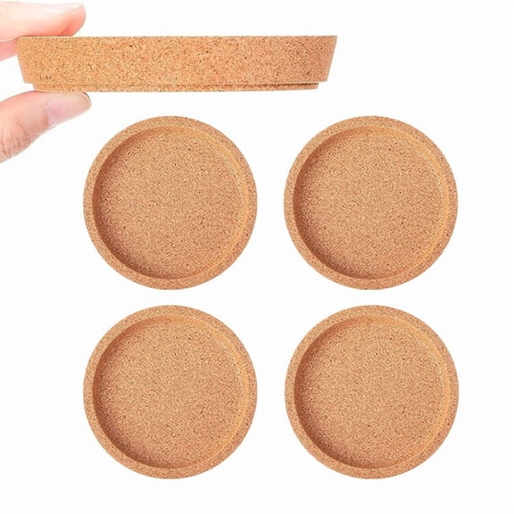 Cork Coasters with Lip, 4 Inch Round Cork Coaster for Drinks, Reusable Absorbent Beverage Coasters, Heat Resistant Non-Slip Cup Pads for Most Types Mugs