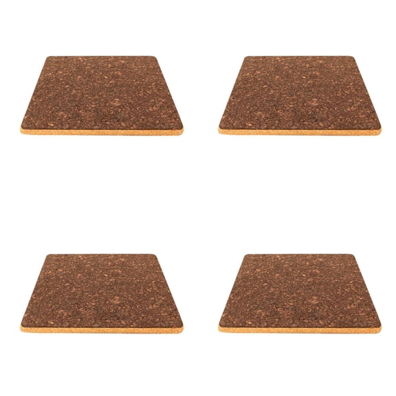 Cork Coasters Set of 4, Thin Heat Resistant Drink Coasters for Table, Multifunctional Cork Board Coaster for Kitchen Cups and Pots, Brown Rustic Coaster for Home Bar and Coffee Table