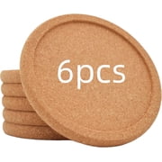 Cork Coasters Set of 6 with Lip - Absorbent Thick Drink Coasters for Wooden Table | Heat Resistant Reusable Coaster for Cups Glasses Mugs