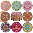 Cork Coasters Set of 8,Colorful Drink Coaster with Holder,4 Inch ...