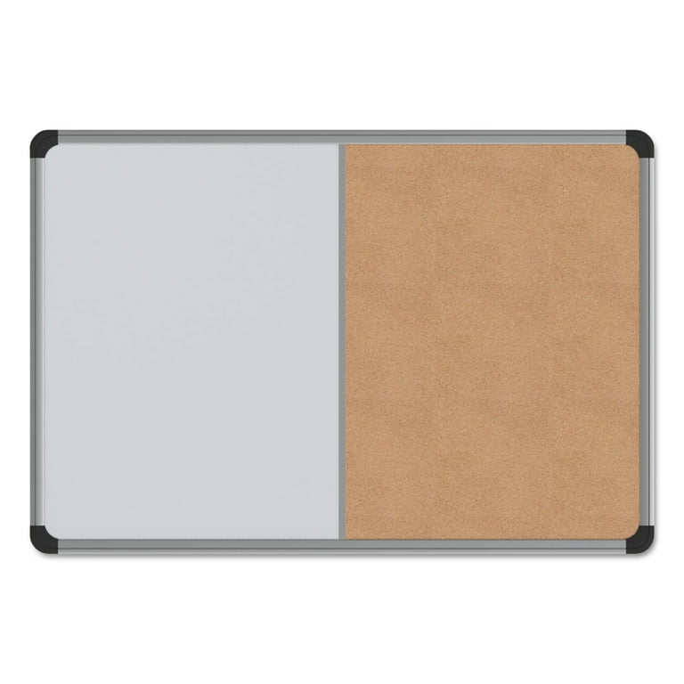 Cork/Dry Erase Board, Melamine, 36 x 24, Tan/White Surface, Gray/Black Aluminum/Plastic Frame