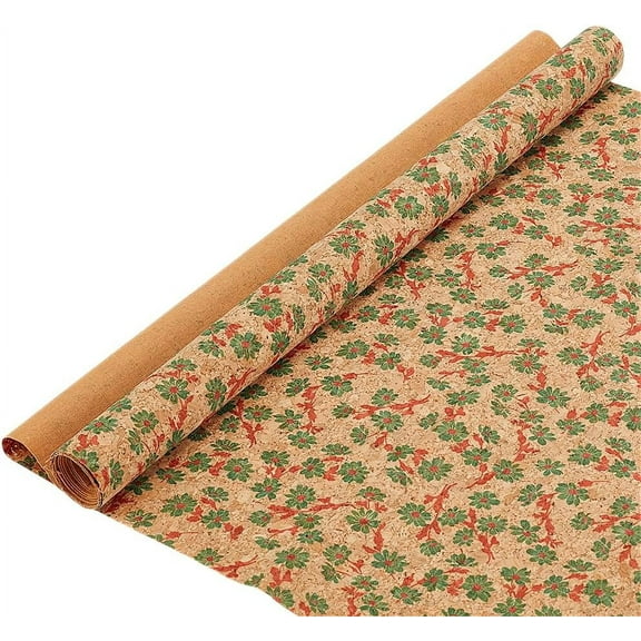 Cork Fabric 53x19.7 Flower Pattern Soft Cork Sheets Retro Style Thin Cork Ribbon for Sewing Cork Faux Leather with Daisy Flower Pattern for Wood Craft DIY Projects Bag Laptop Case Making