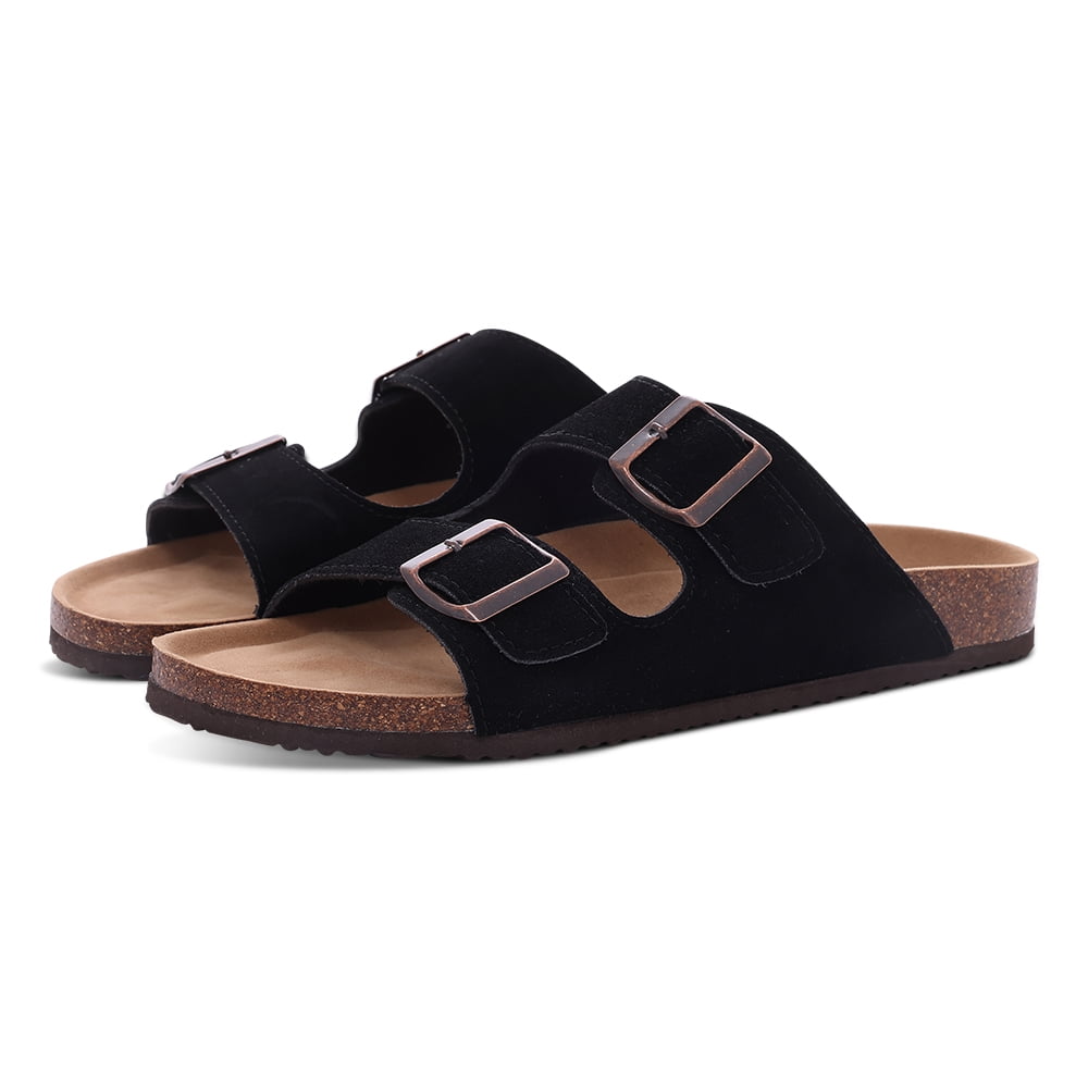 Cork Footbed Sandals Women Summer Fashion Suede Flats Sandals With Arch ...