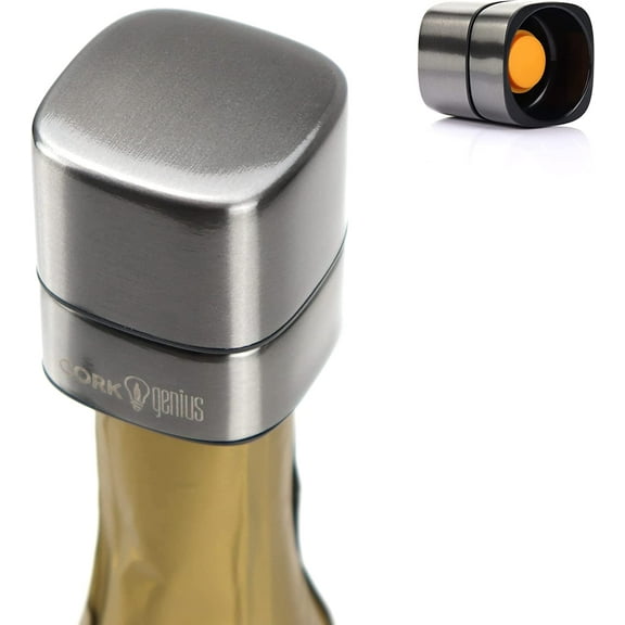 Cork Genius Champagne Stopper for Bottles, Silicone Sealed Champagne Bottle Stopper, Leakproof Sparkling Wine, Prosecco, or Champagne Saver and Sealer, Gift Accessory for Champagne