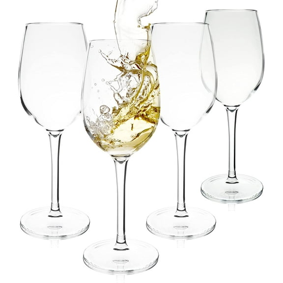 Cork Genius Unbreakable White Wine Glasses, Shatterproof and BPA-Free Tritan Plastic, Scratch-Resistant Wine Goblets with Stem, Dishwasher Safe, 4 Pack