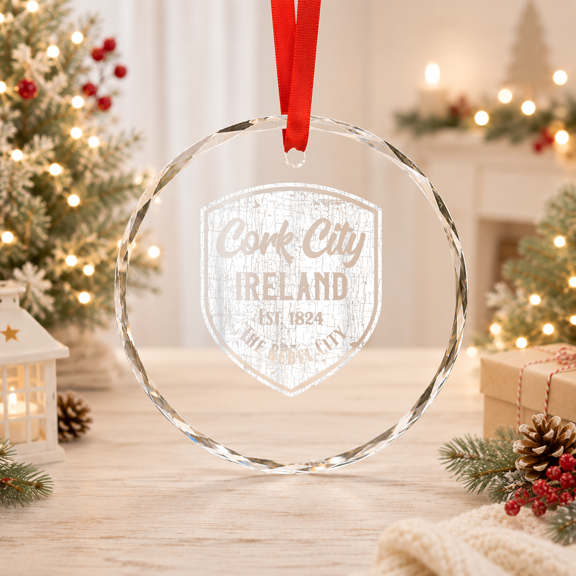 Cork Ireland Eire Gift Irish Ancestry Heritage Classic Theme Everyday Message Glass Ornament