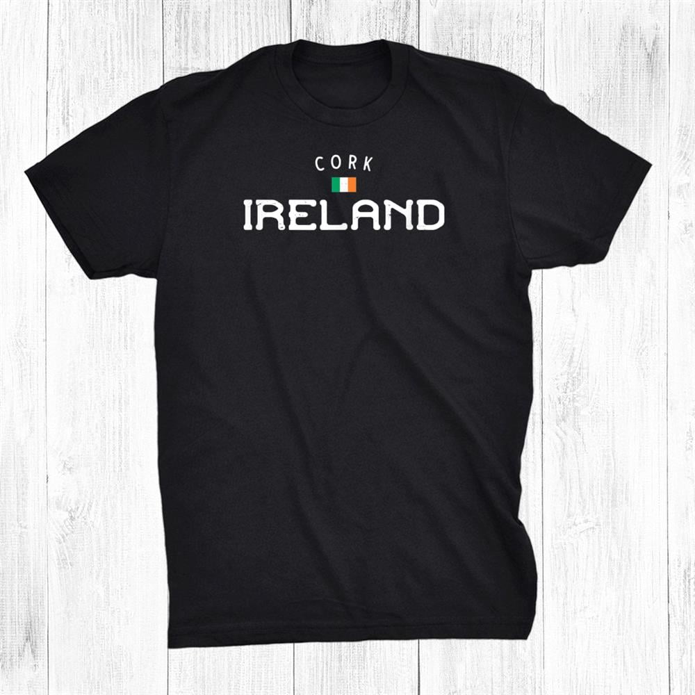 Cork Ireland With Distressed Irish Flag Shirt Gift Black Unisex TShirt