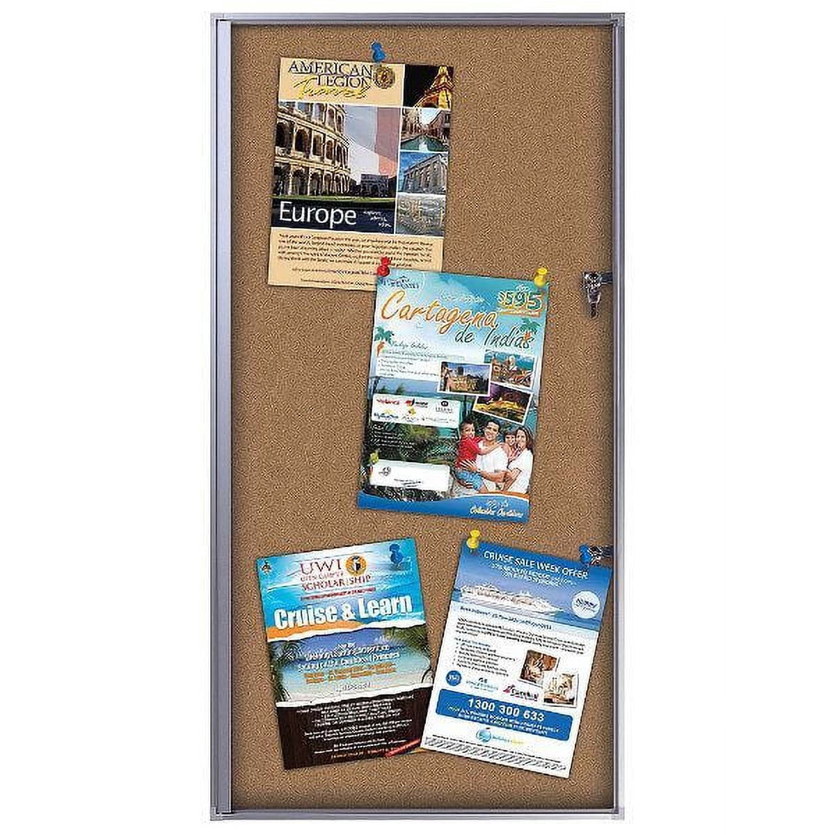 Cork Office Board 6 x (8-1/2" x 11") Capacity Silver Aluminum Frame, Double Key