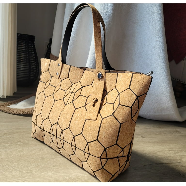 Cork Shoulder Bag Tote women handbags purse geometric Vegan