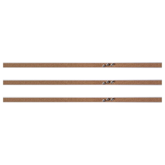 Cork Strip Bulletin Bar - 36" Width - Aluminum - 3/Bundle (49534BD)