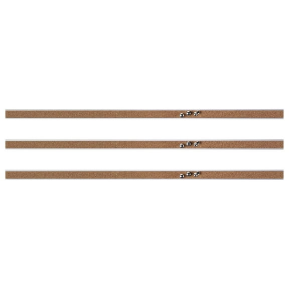 Cork Strip Bulletin Bar - Aluminum, 3-Pack