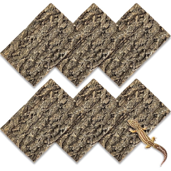 Cork Terrarium Background 11.8x7.9in 6PCS Natural Reptile Cork Bark Flats Terrarium Board Bearded Dragon Climbing Wall Mat Tank Decor for Lizard Chamelon Snake Turtle Spider Crested Gecko