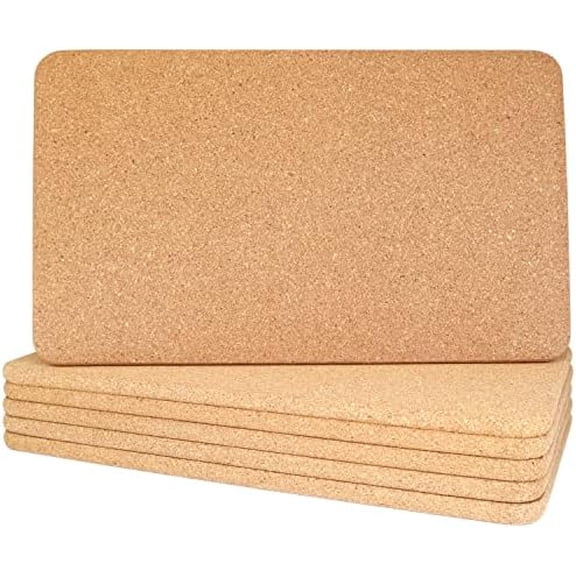 Cork Trivet, High Density Fine Particle Thick Cork Trivets for Hot Dishes, Heat Resistant Cork Coaster, Rectangle Cork Placemats Cork Hot Pads for Kitchen, 6 Pcs, 12x7x0.4 inch, (KTLBCT24)