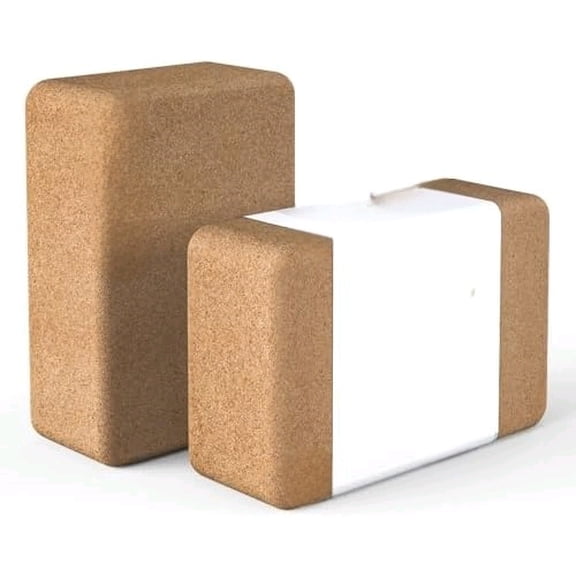 Cork Yoga Blocks, 2 Pack Yoga Blocks Natural Cork, High Density Yoga Block with Non Slip Surface, Eco-Friendly Yoga Accessories for Women, Ideal for Yoga, Pilates, Stretching