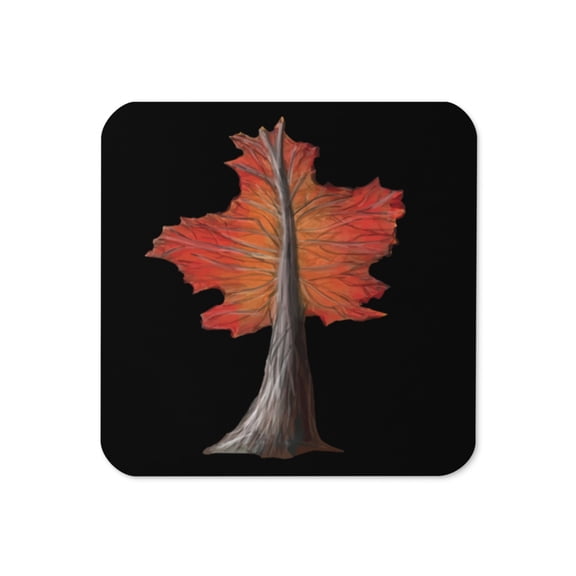 Cork-back Coaster with Oak Tree in Autumn Leaf
