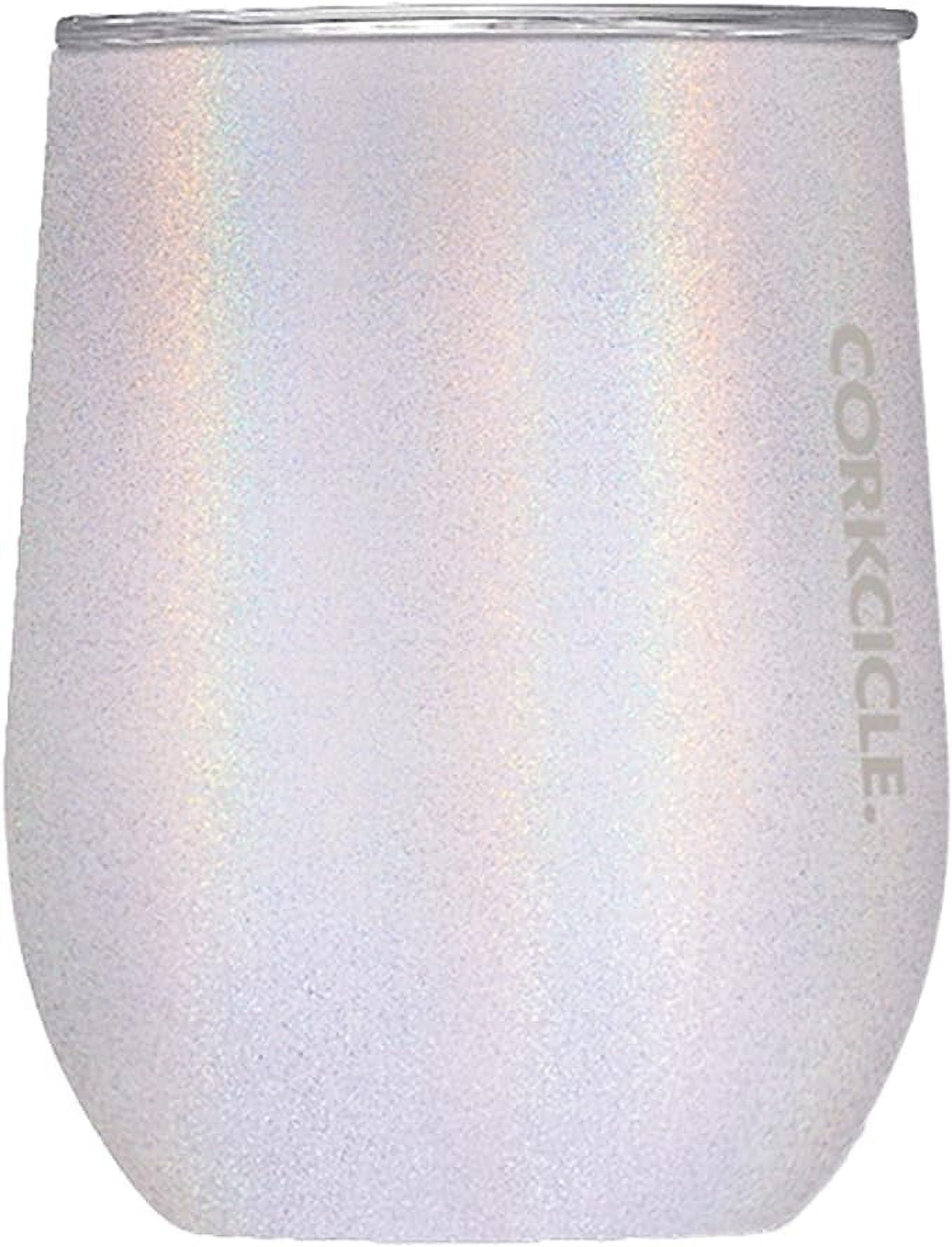 Corkcicle Stemless Wine Glass 12 oz Turquoise Sparkle Stainless Tumbler w/  Straw