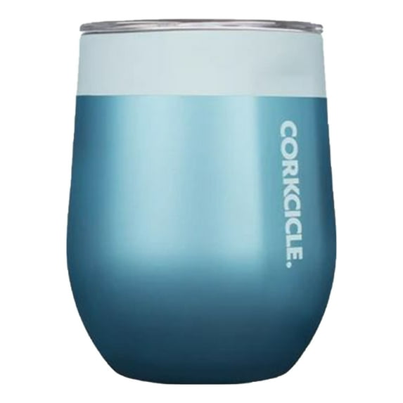 Corkcicle 12 oz Stemless Wine Glass, Triple Insulated Stainless Steel, Glacier Blue