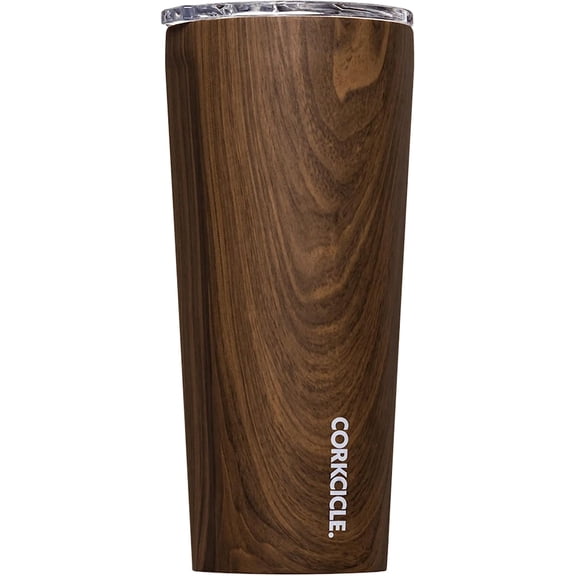 Corkcicle Classic Triple Insulated Coffee Mug with Lid, Walnut Wood, 24 oz – Stainless Steel Travel Tumbler Keeps Beverages Cold 9+hrs, Hot 3hrs – Cupholder Friendly Travel Coffee Tumbler