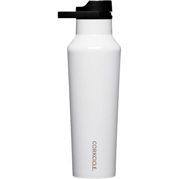 Corkcicle Sport Canteen Insulated Tumbler, Gloss White, 20 oz Reusable Water Bottle Keeps Beverages Cold for 25 Hours & Hot 12 Hours Cupholder Friendly Tumbler with Screw-On Cap