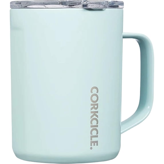 Corkcicle Triple Insulated Coffee Mug with Lid and Handle, Gloss Powder Blue, 16 oz – Stainless Steel Travel Mug Keeps Beverages Hot for 3+ Hours – Non-Slip, Easy-Grip, Spill-Resistant Tumbler