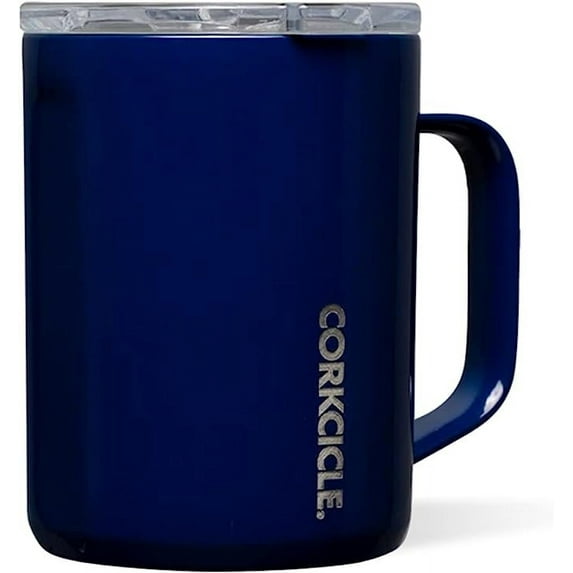 Corkcicle Triple Insulated Coffee Mug with Lid and Handle, Midnight Navy, 16 oz – Stainless Steel Travel Mug Keeps Beverages Hot for 3+ Hours – Non-Slip, Easy-Grip, Spill-Resistant Tumbler