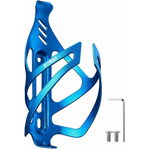 Corki Cycles Bike Water Bottle Holder Aluminum Alloy-1 Pack-Blue with Bike Computer Mount Compatible with GM Wahoo Bryton Cateye
