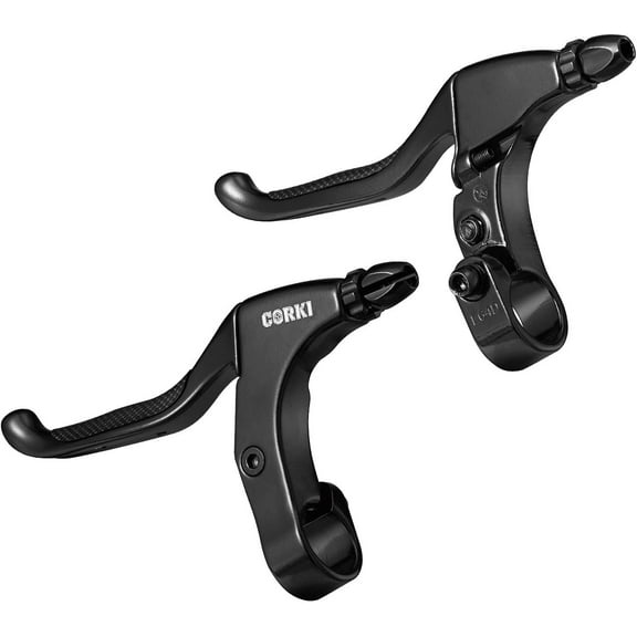 Corki Cycles Pair of Bike Brake Levers -2.5cm Diameter Aluminum Alloy Bicycle Brake Handle for Mountain Bike, Road Bike - Black