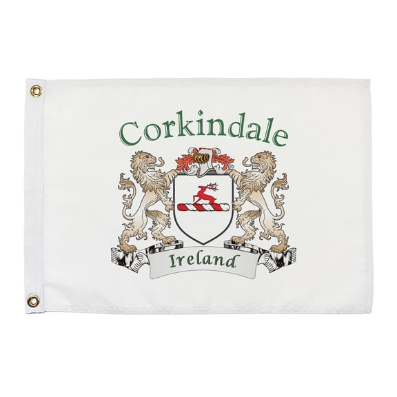 Corkindale Irish Coat of Arms Small White Flag - 16"x10.5" inches