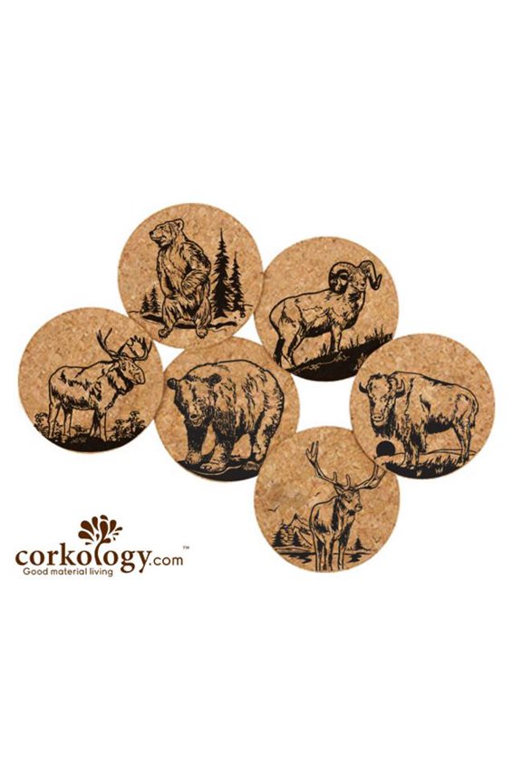 393 Large Mammals Cork Coaster Sets