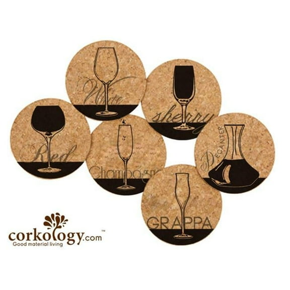 Corkology Wine Glasses Cork Coaster Sets