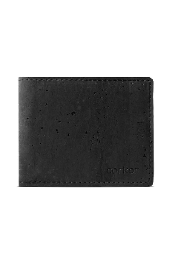 Cork Bifold Wallet for Men - RFID Safe - Vegan Leather - Natural Cork - Environment Friendly - Black Y101