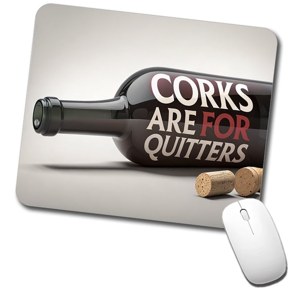 Corks Are For Quitters Funny Wine Bottle Mouse Pad Low Profile Gaming Mat