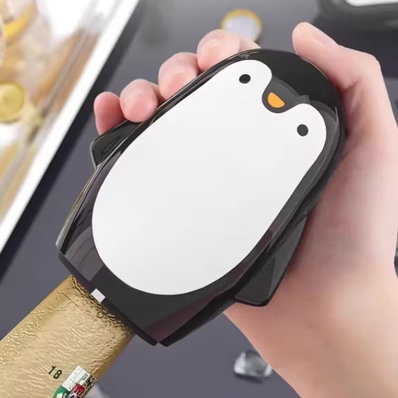 Corkscrew Opener, Penguin Press Style Bottle Opener, Bottle Sealer for Cruise, Valentine's Day Penguin Gift, Home and Kitchen, Decorations for Home, Black White 3X6 In, 1 Pc