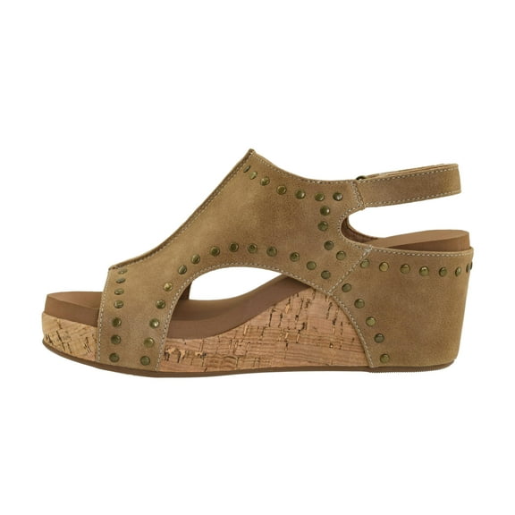 Corkys Footwear Womens Carley Wedges, Featuring Corkys EVA Foam Cushioned Insoles, A 2.5 Inch Heel, Lightweight For All Day Wear, And Hook And Loop Closure