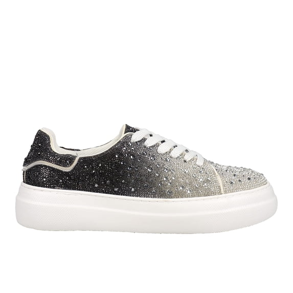 Corkys Womens Bedazzle Rhinestone Lace Up Platform Athletic Sneakers Casua
