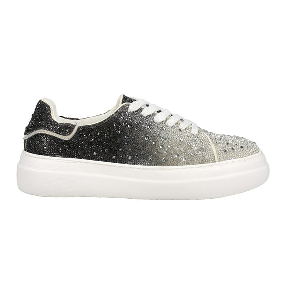 Corkys Womens Bedazzle Rhinestone Lace Up Platform Athletic Sneakers Casua