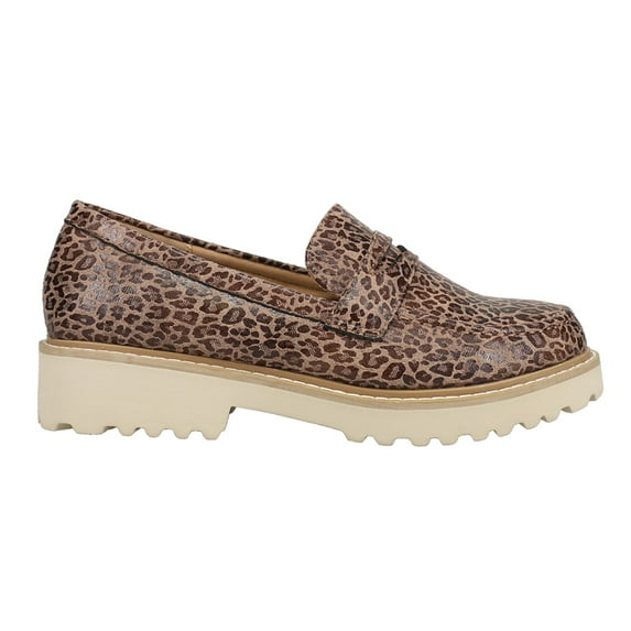 Corkys Womens Boost Leopard Print Lug Sole Loafers Casual Shoes