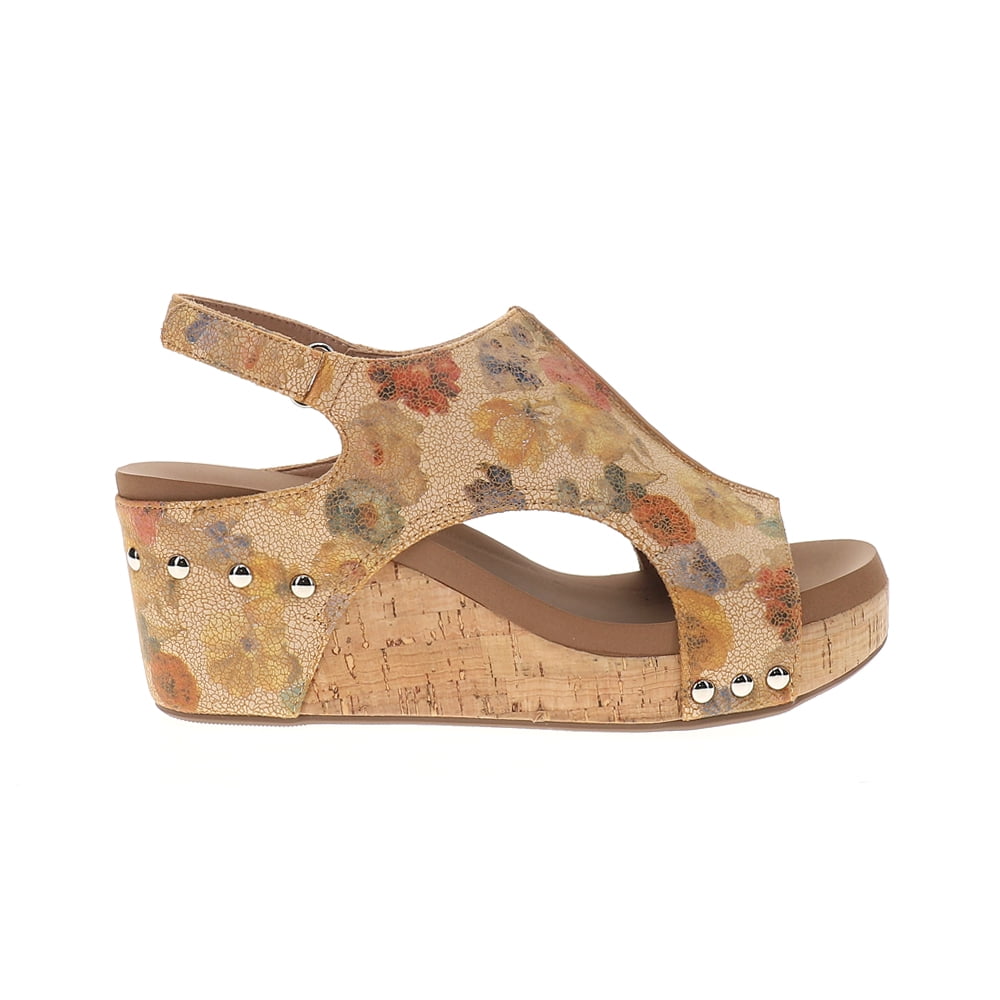 Corkys Womens Carley Floral Studded Slingback Wedge Casual  display picture 1