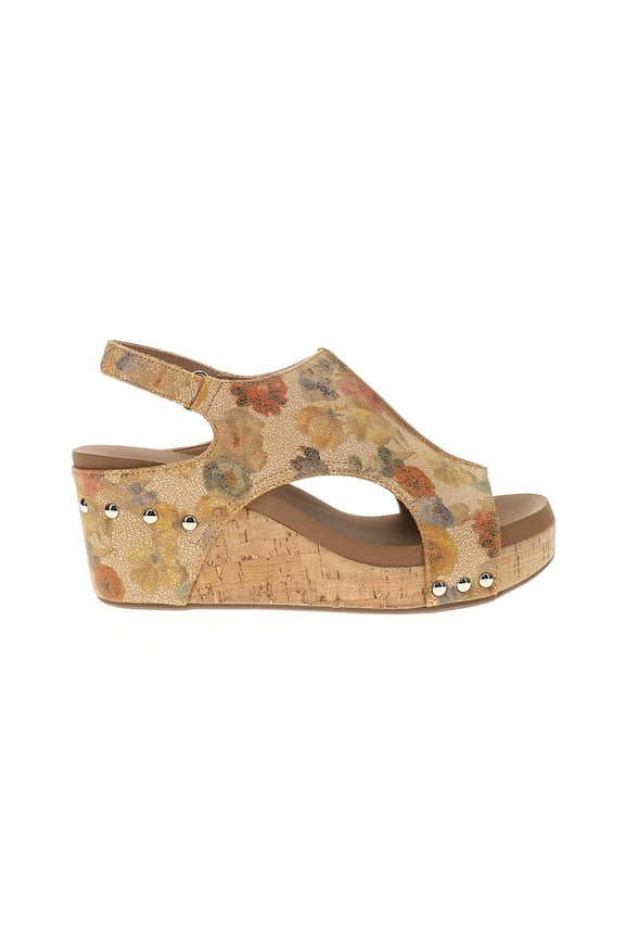 Corkys Womens Carley Floral Studded Slingback Wedge  Casual Shoes