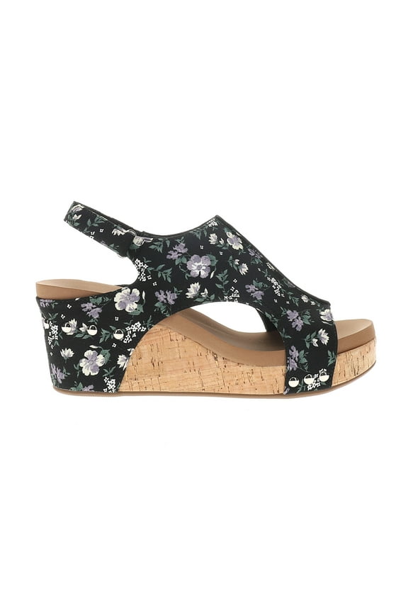 Corkys Womens Carley Floral Slingback Wedge  Casual Shoes