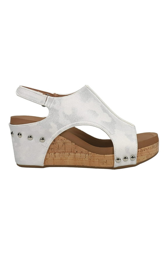 Corkys Womens Carley Studded Slingback Wedge Casual Shoes