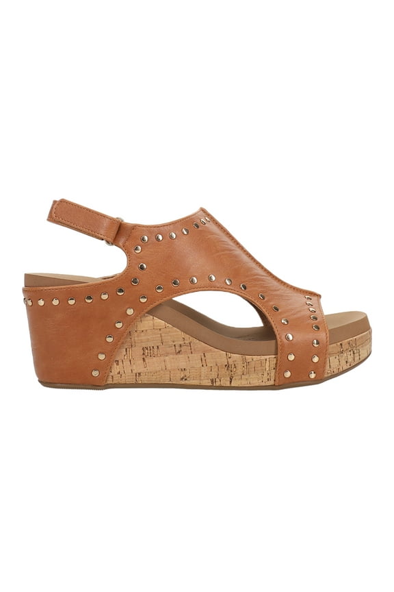 Corkys Womens Carley Rivet Studded Slingback Wedge Casual Shoes