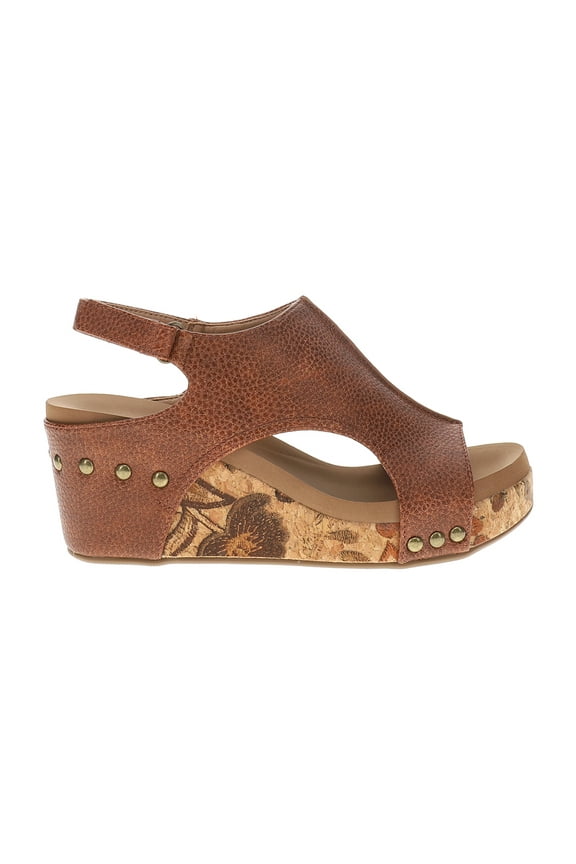Corkys Womens Carley Floral Studded Slingback Wedge  Casual Shoes