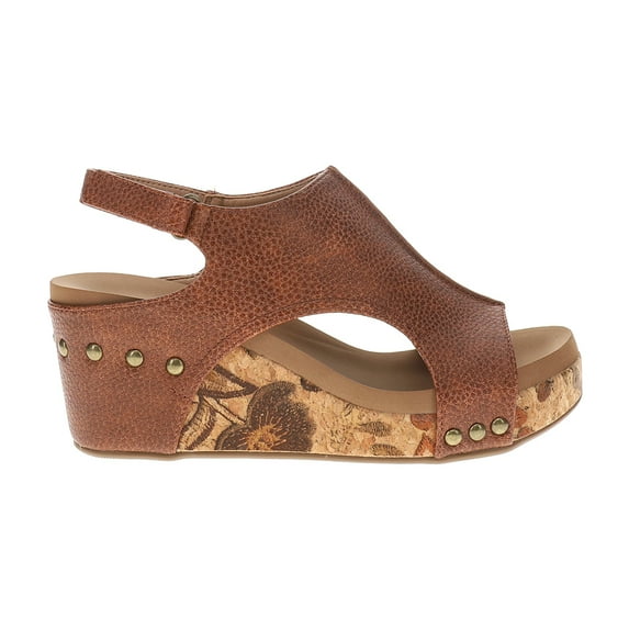 Corkys Womens Carley Floral Studded Slingback Wedge Casual Shoes