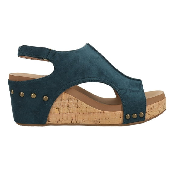 Corkys Footwear Womens Carley Wedges, Featuring Corkys EVA Foam Cushioned Insoles, A 2.5 Inch Heel, Lightweight For All Day Wear, And Hook And Loop Closure