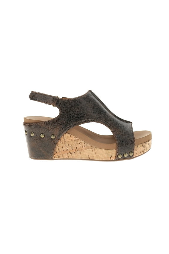 Corkys Womens Carley Studded Slingback Wedge Casual Shoes