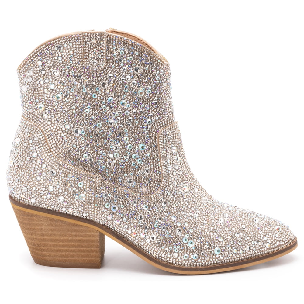 Clear Rhinestone Booties Corkys Womens Clear Shine Bright Booties, Round Toe, Rhinestone, Pull ...