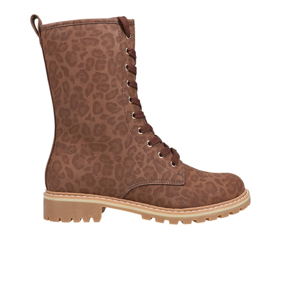 Corkys Womens Fomo Leopard Combat Round Toe Zippered  Mid Calf Boots