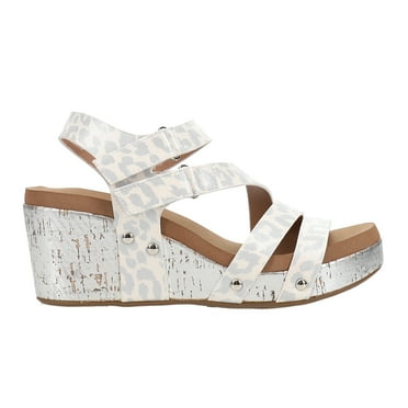 Corkys Womens Giggle Leopard Print Studded Wedge  Casual Shoes